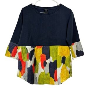 COS Size XS Black Watercolor Block Artsy Top Textured Lagenlook Oversized